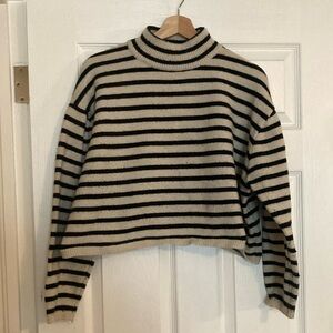 Cider Black and Cream Cowl Neck Sweater